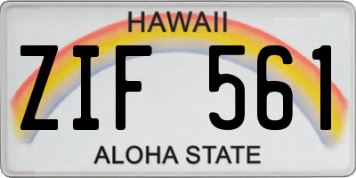 HI license plate ZIF561