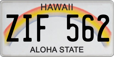 HI license plate ZIF562
