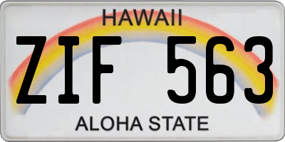 HI license plate ZIF563