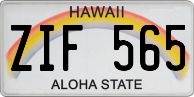 HI license plate ZIF565