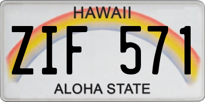 HI license plate ZIF571