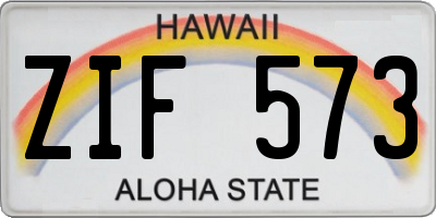 HI license plate ZIF573