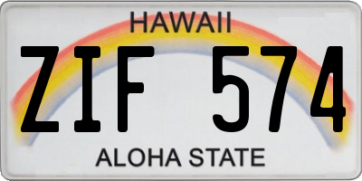 HI license plate ZIF574