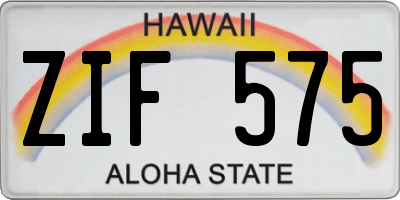 HI license plate ZIF575