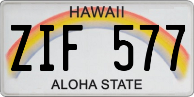 HI license plate ZIF577