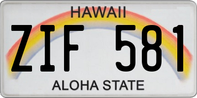 HI license plate ZIF581