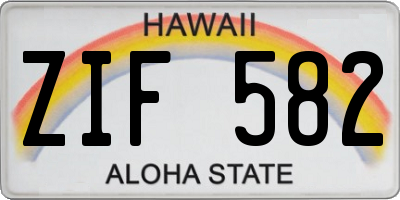 HI license plate ZIF582