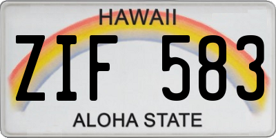 HI license plate ZIF583