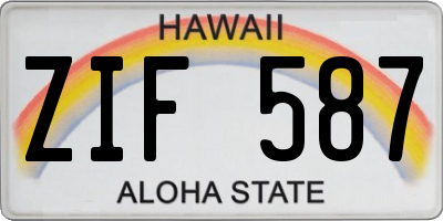 HI license plate ZIF587