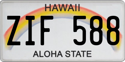 HI license plate ZIF588