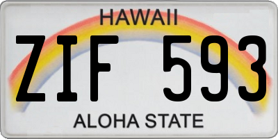 HI license plate ZIF593