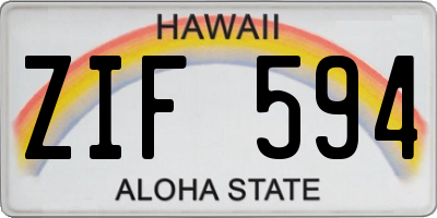 HI license plate ZIF594