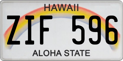 HI license plate ZIF596