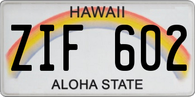 HI license plate ZIF602