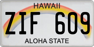 HI license plate ZIF609