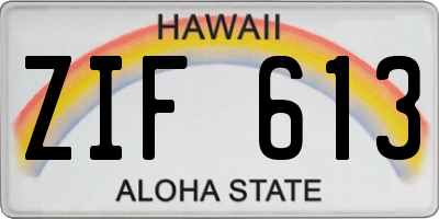 HI license plate ZIF613