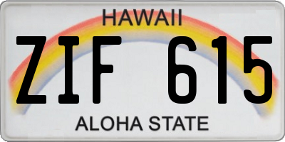HI license plate ZIF615