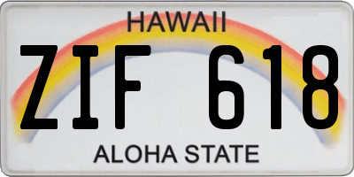 HI license plate ZIF618