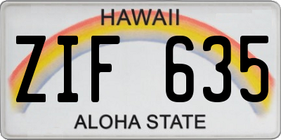 HI license plate ZIF635