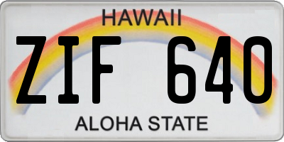 HI license plate ZIF640