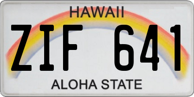 HI license plate ZIF641