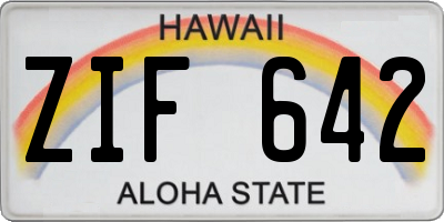 HI license plate ZIF642