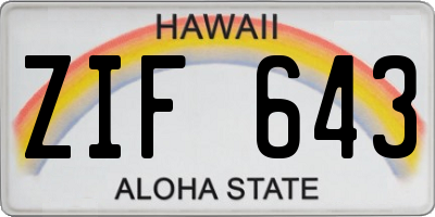 HI license plate ZIF643
