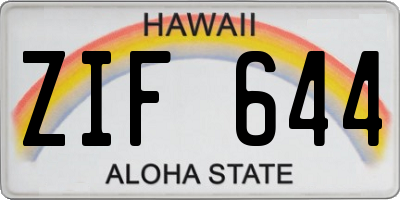 HI license plate ZIF644