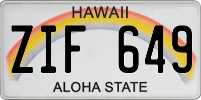 HI license plate ZIF649
