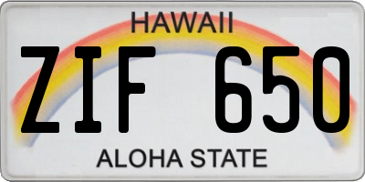 HI license plate ZIF650