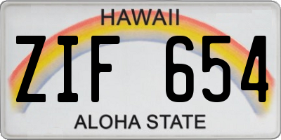 HI license plate ZIF654