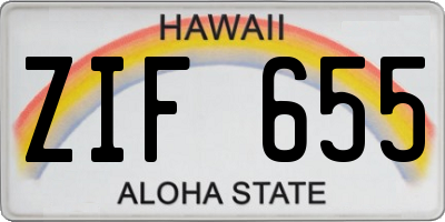 HI license plate ZIF655