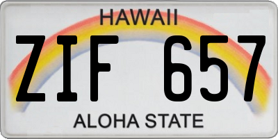 HI license plate ZIF657