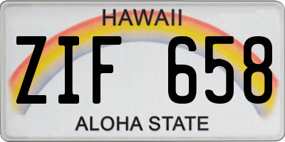 HI license plate ZIF658