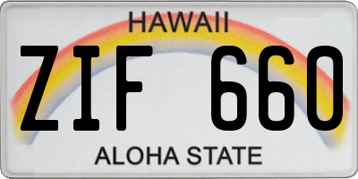 HI license plate ZIF660