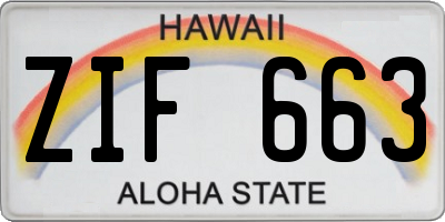 HI license plate ZIF663