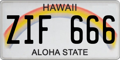 HI license plate ZIF666