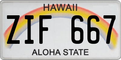 HI license plate ZIF667