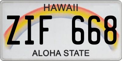 HI license plate ZIF668