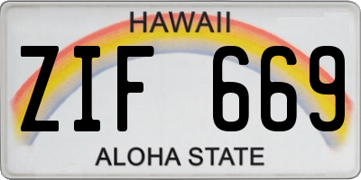 HI license plate ZIF669