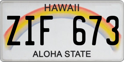 HI license plate ZIF673