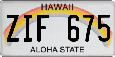 HI license plate ZIF675