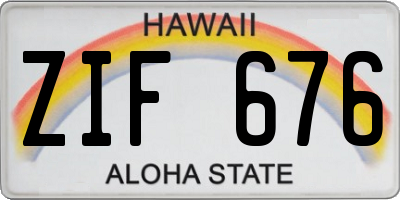 HI license plate ZIF676