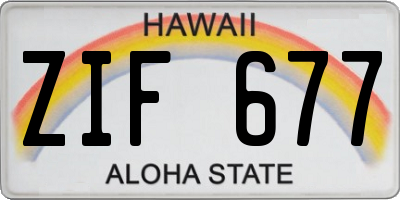 HI license plate ZIF677