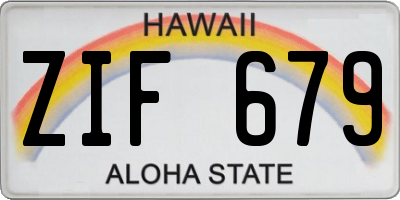 HI license plate ZIF679