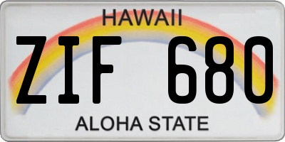 HI license plate ZIF680