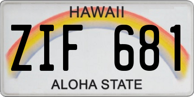 HI license plate ZIF681