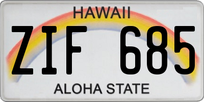 HI license plate ZIF685