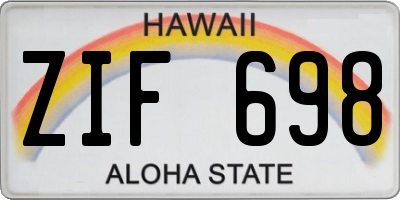 HI license plate ZIF698