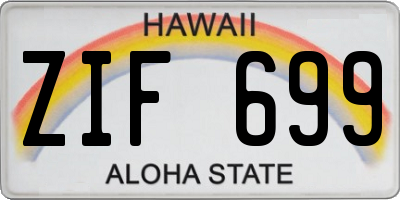 HI license plate ZIF699